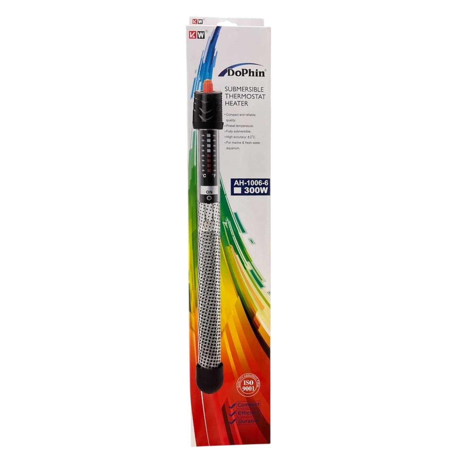 Dophin AH-1006 300W Submersible Thermostat Heater for Aquarium Fish Tank| Preset Temperature | Fully Submersible | Suitable for Tank Size 300L | (Original from Tunai Store)