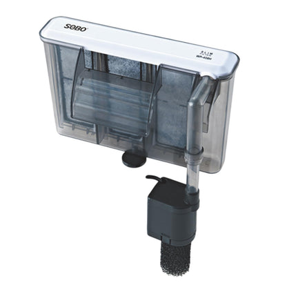 TUNAI S0B0 WP-408H Slim Hanging Filter for Aquarium Fish Tank | Mechanical, Chemical & Biological Filtration | for Marine and Fresh Water Tank | Power: 6W | F.Max: 600L/H