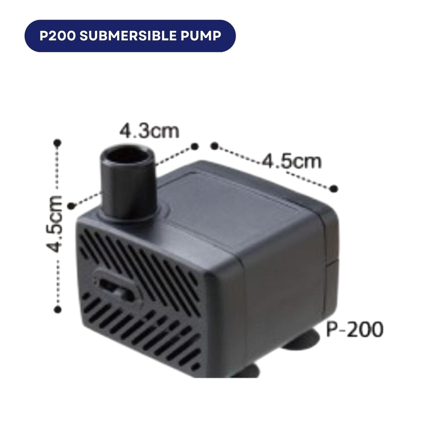 Dophin P200 Submersible Small Pump for Aquarium Fish Tank Fountain | Compact, Reliable and Durable | Output: 300/300L/H | Suitable for Tank Size 60L | (Original from Tunai Store)