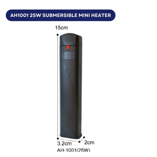 Dophin AH1001 25W Submersible Mini Heater | Fully Submersible | Suitable for Both Fresh and Marine Water | Suitable for Tank Size 30L | (Original from Tunai Store)