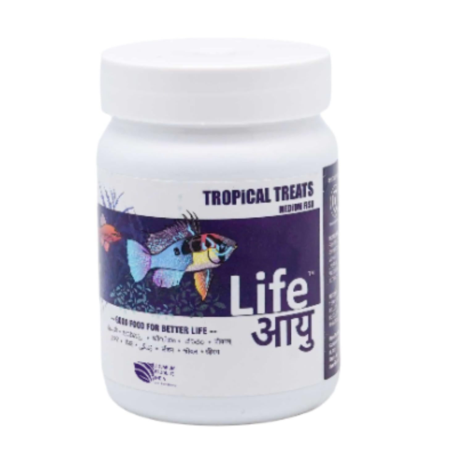 Life AAYU Tropical Treats Fish Food | Ayurvedic Immunity Boost with Spirulina, Moringa, Garlic & Color Enhancers | for All Tropical Fishes | (Medium, 70gms)