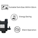 S0B0 WP-890 Submersible Water Pump for Aquarium Fish Tank | Compact Design | Suitable for Freshwater and Saltwater Aquarium | Power: 3W| F.Max: 400L/H | Original from Tunai Store