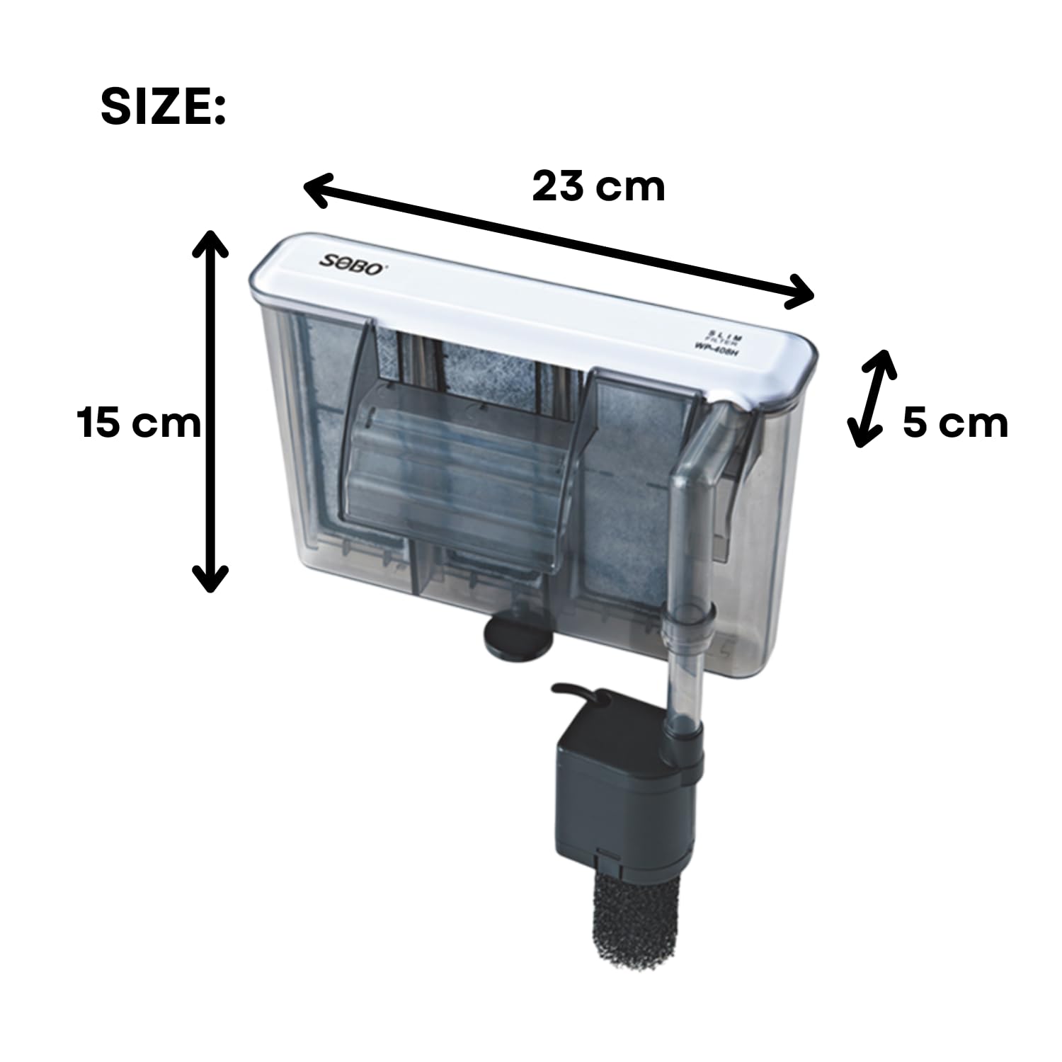 TUNAI S0B0 WP-408H Slim Hanging Filter for Aquarium Fish Tank | Mechanical, Chemical & Biological Filtration | for Marine and Fresh Water Tank | Power: 6W | F.Max: 600L/H