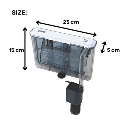 TUNAI S0B0 WP-408H Slim Hanging Filter for Aquarium Fish Tank | Mechanical, Chemical & Biological Filtration | for Marine and Fresh Water Tank | Power: 6W | F.Max: 600L/H