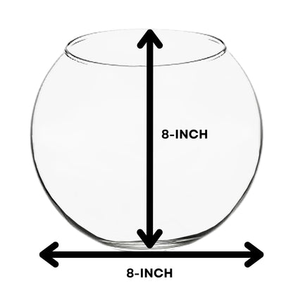 TUNAI 8-Inch Glass Fish Bowl with Out Neck Collar, Suitable for Small Fish, Plants | Optimum Fish Tank Choice for Office & Home Decor