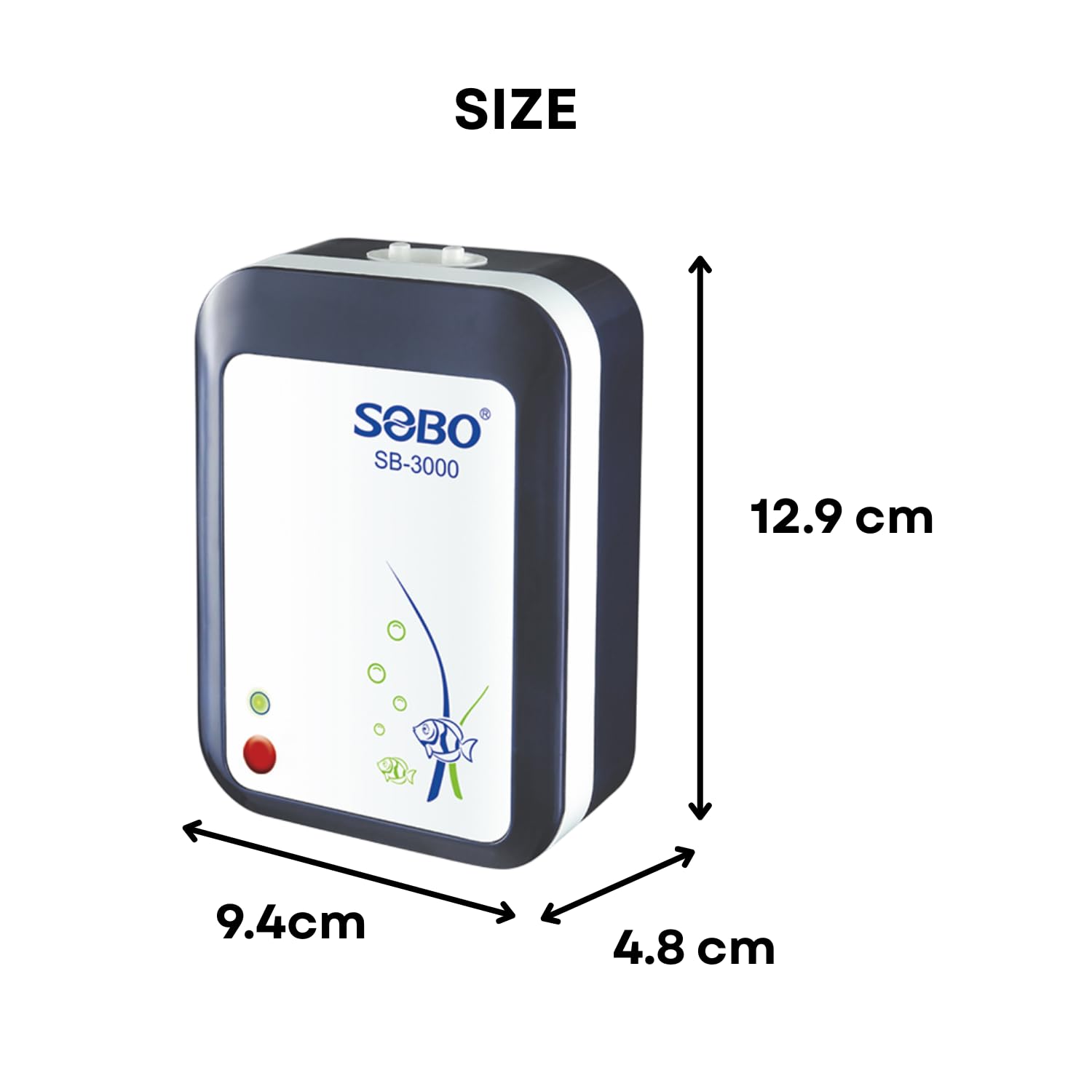 S0B0 SB-3000 Mini Air Pump for Aquarium Fish Tank | Super Quiet Design | AC/DC Auto Convert Pump for Aquarium | Power: 2.8W | F.Max: 2 x 3L/min | Original from Tunai Store