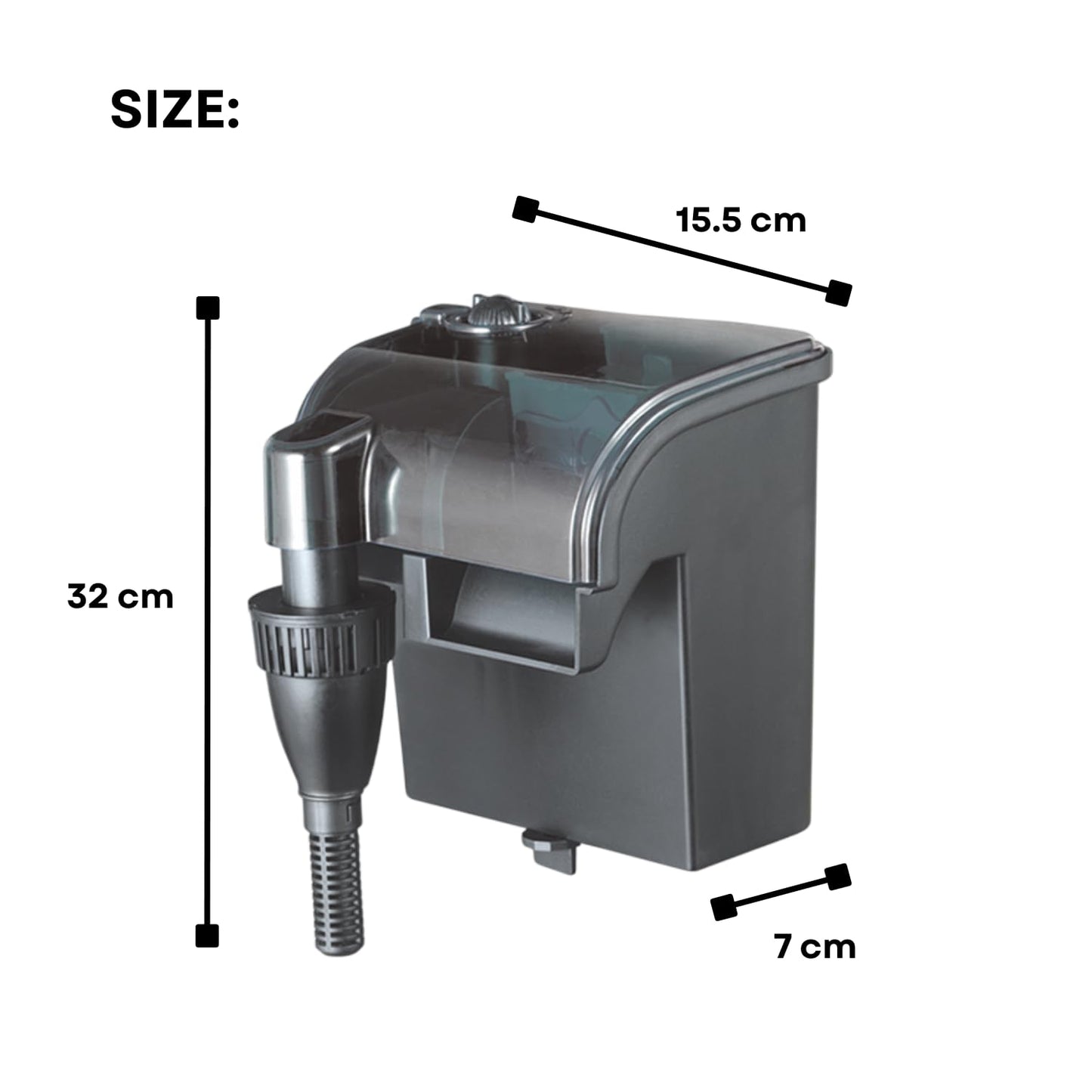 TUNAI S0B0 WP-607H Hanging Filter for Aquarium Fish Tank | Mechanical, Chemical and Biological Filtration | Ideal for Freshwater & Marine Water Tank | Power: 12W | F.Max: 600L/H