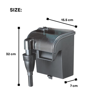 TUNAI S0B0 WP-607H Hanging Filter for Aquarium Fish Tank | Mechanical, Chemical and Biological Filtration | Ideal for Freshwater & Marine Water Tank | Power: 12W | F.Max: 600L/H