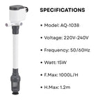 S0B0 AQ-1038 Power Head for Aquarium Fish Tank | Powerful Water Circulation for Strong and Consistent Flow | Ideal for Marine and Fresh Water | Power: 15W | F.Max: 1000L/H | Original from Tunai Store