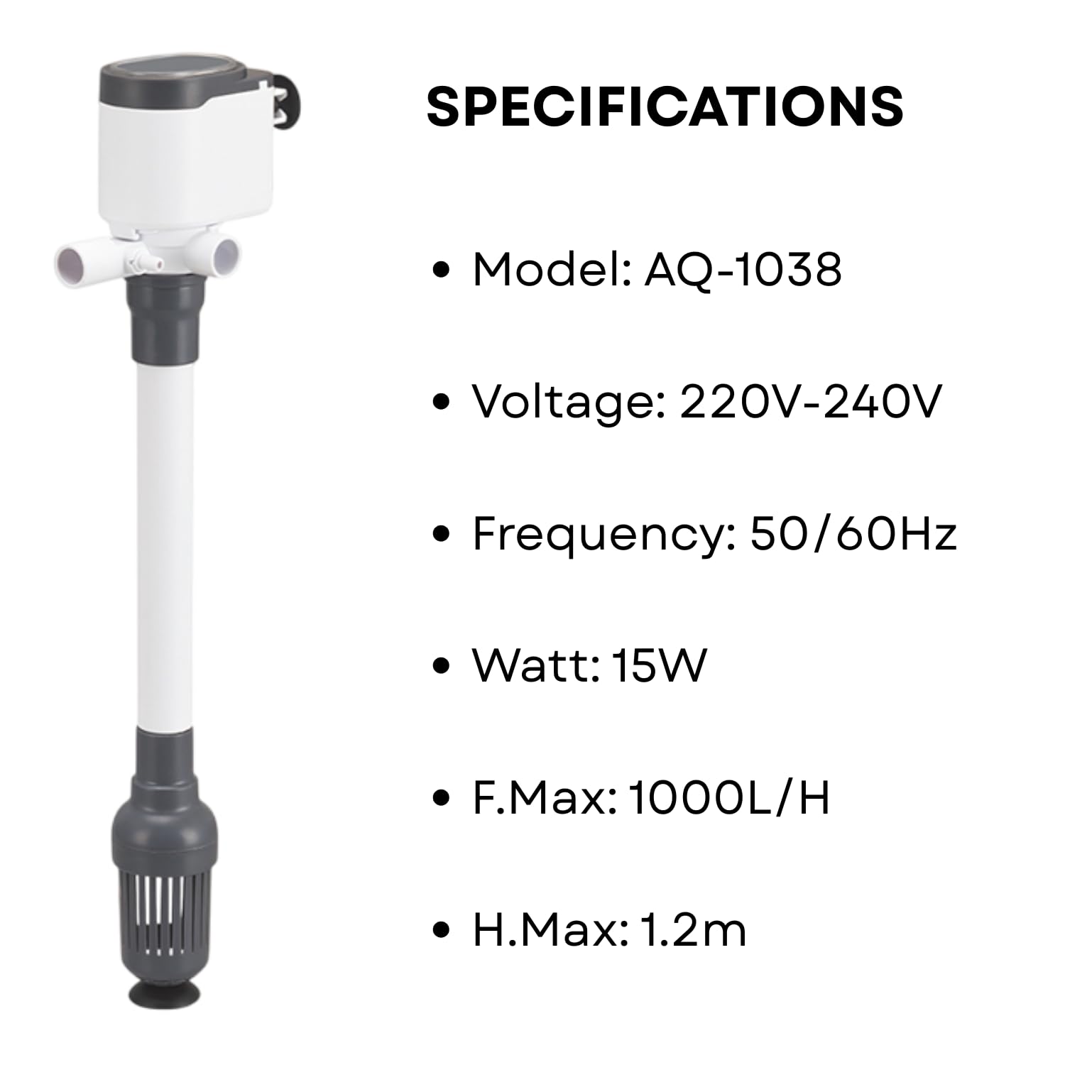 S0B0 AQ-1038 Power Head for Aquarium Fish Tank | Powerful Water Circulation for Strong and Consistent Flow | Ideal for Marine and Fresh Water | Power: 15W | F.Max: 1000L/H | Original from Tunai Store