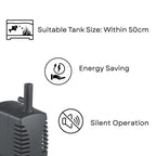 S0B0 WP-280 Submersible Water Pump for Aquarium Fish Tank | Compact Design | Suitable for Freshwater and Saltwater Aquarium | Power: 5W| F.Max: 300L/H | Original from Tunai Store