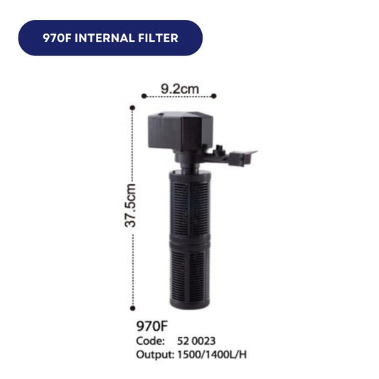 Dophin 970F Internal Filter for Aquarium Fish Tank | Completely Submersible Motor | Output: 1400/1500 L/H | Suitable for Fish Tank Size 180L | (Original from Tunai Store)