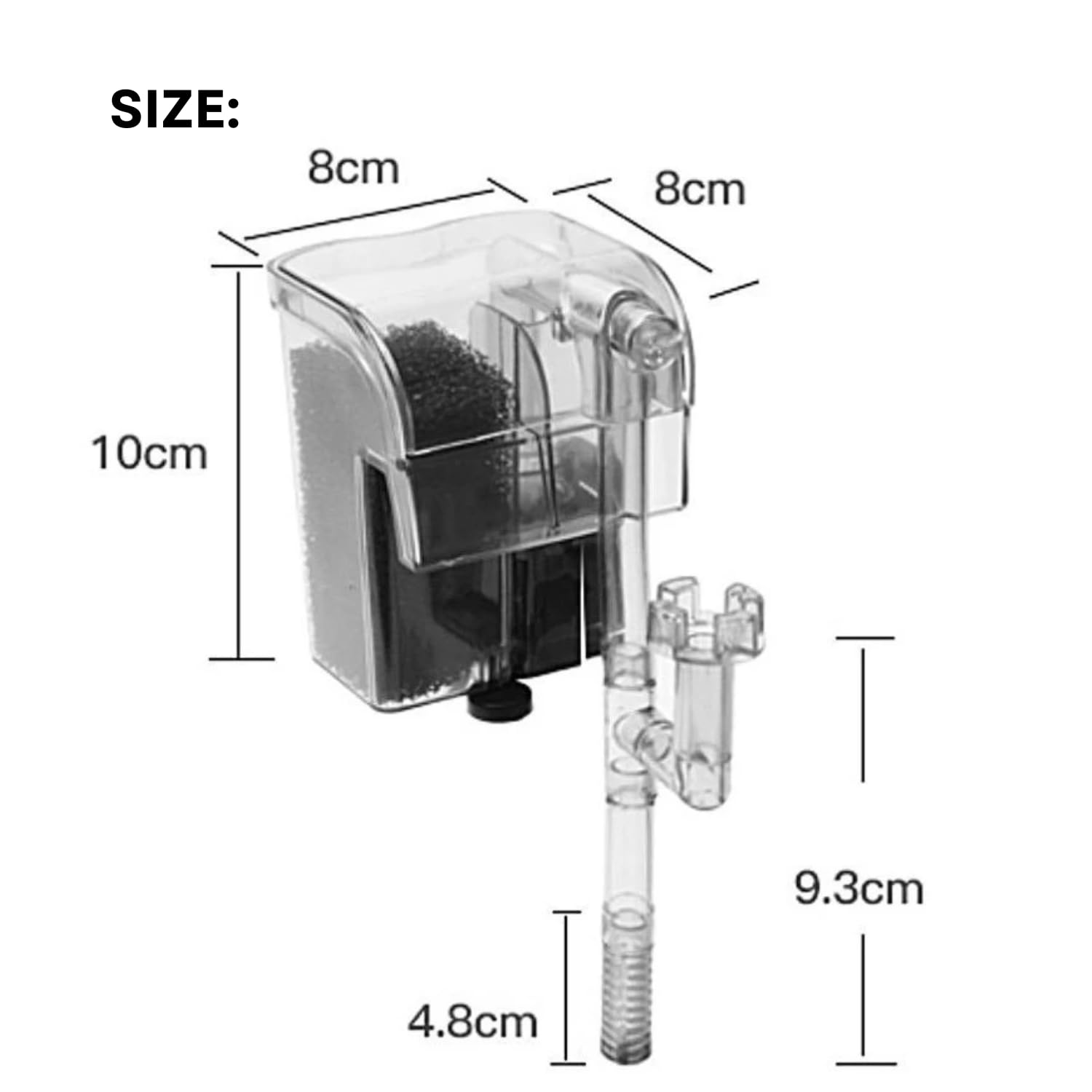 TUNAI S0B0 WP-206H Hanging Filter For Aquarium Fish Tank | Mechanical, Chemical And Biological Filtration| For Freshwater And Marine Water Tank | Power: 3W | F.Max: 250L/H | Original from Store