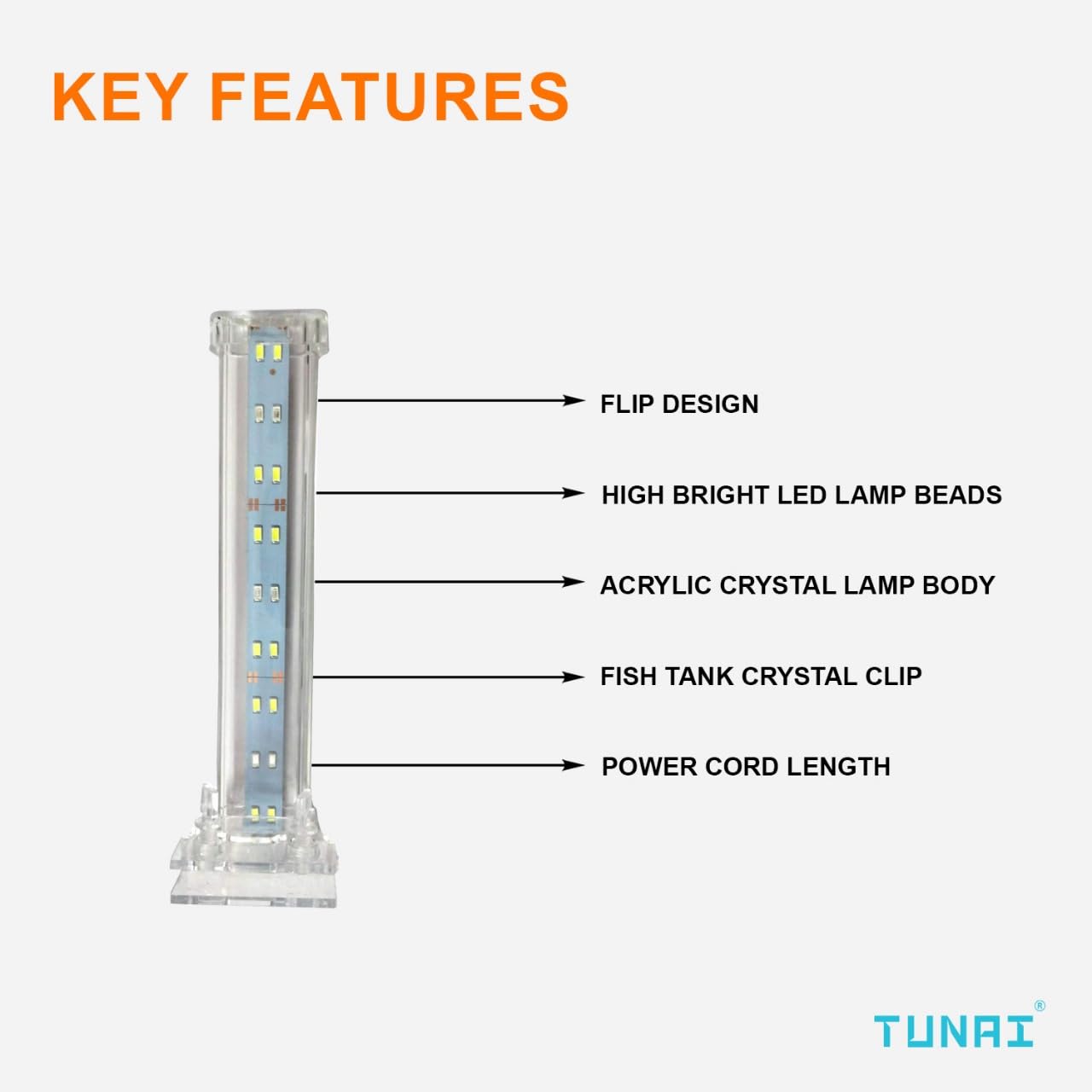 TUNAI+ Imported RS-S20 LED Light Set Up for Aquarium Fish Tank (White, RS-S20)