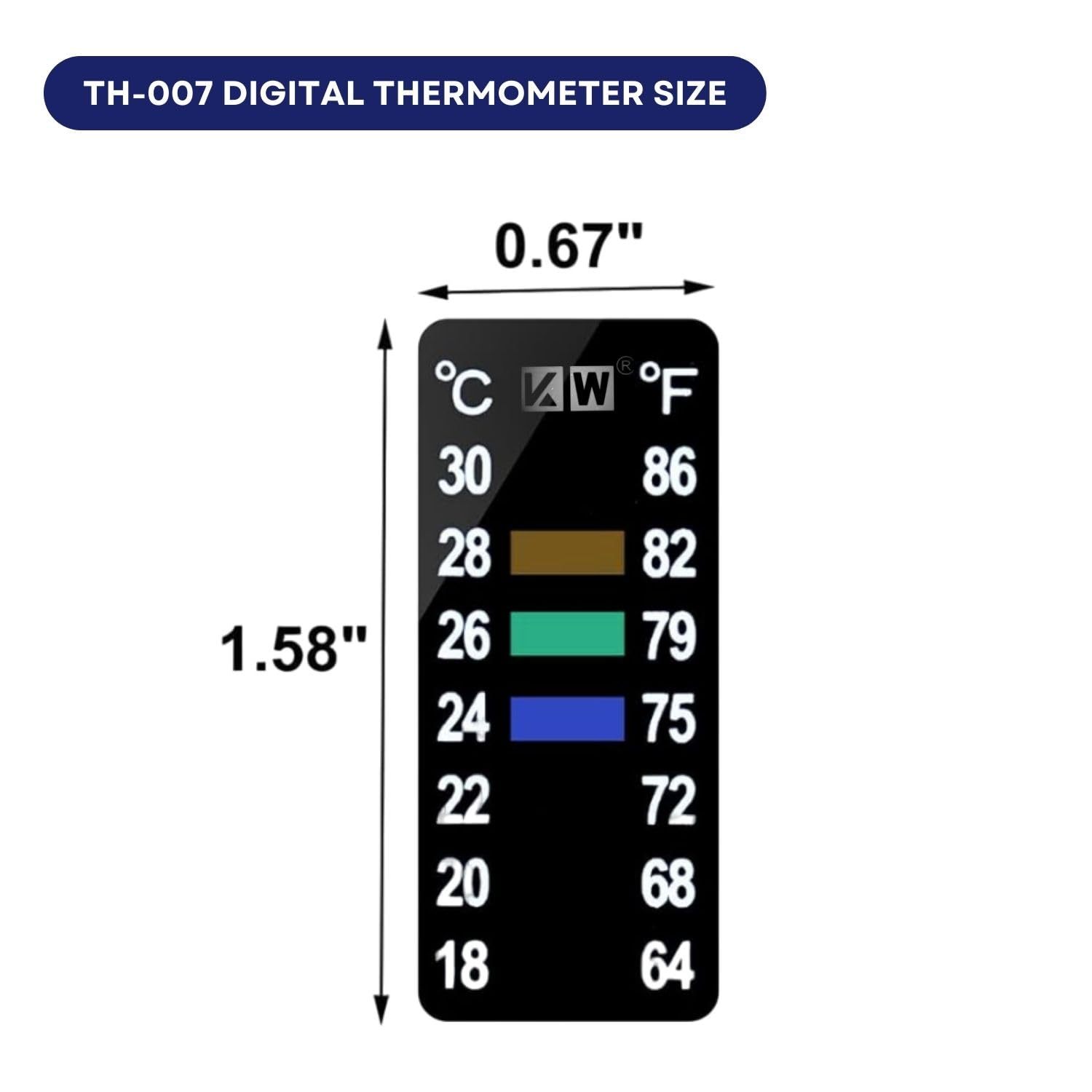 Dophin TH-007 Digital Thermometer for Aquarium Fish Tank | Self Adhesive Sticker | Easy Accurate Readings | (Original from Tunai Store) (TH-007)