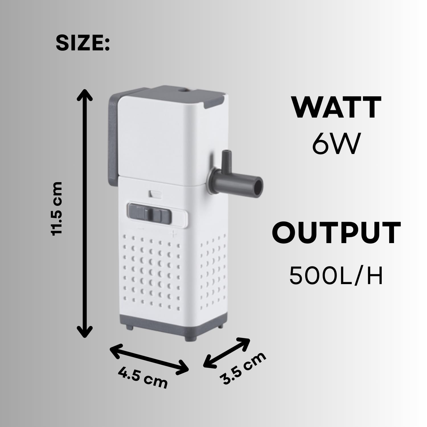 S0B0 AQ-500F Internal Filter for Aquarium Fish Tank | Powerful Water Circulation | Strong and Consistent Flow | Completely Submersible | Power: 6W | F.Max: 500L/H | Original from Tunai Store