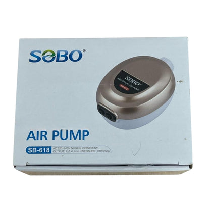 S0B0 SB-618 Air Pump for Aquarium Fish Tank | Adjustable Flow Rate | Dual Outlet | Power: 3W | F.Max: 2 x 3.4L/min | Original from Tunai Store