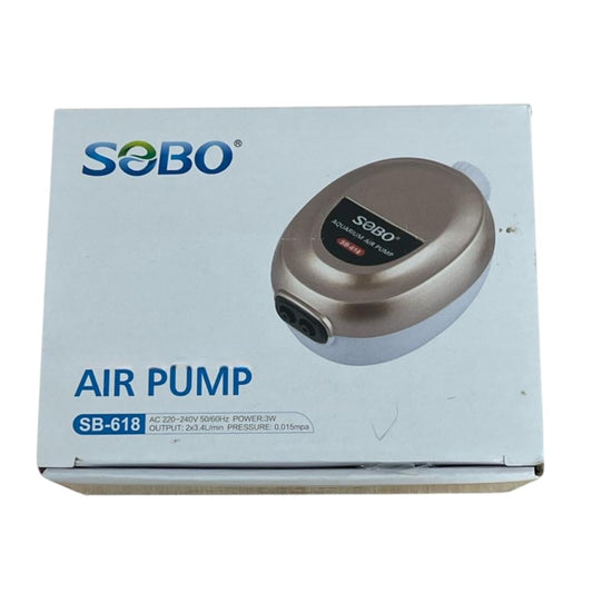 S0B0 SB-618 Air Pump for Aquarium Fish Tank | Adjustable Flow Rate | Dual Outlet | Power: 3W | F.Max: 2 x 3.4L/min | Original from Tunai Store