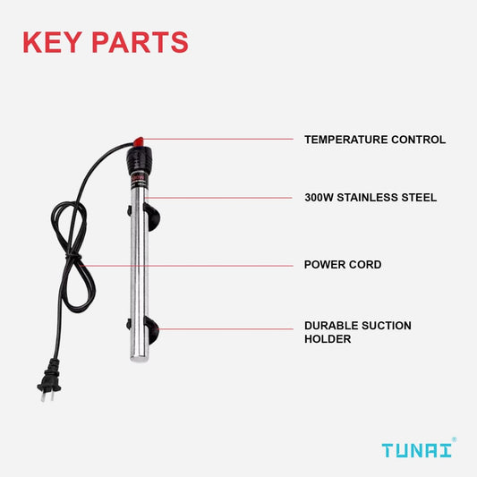 Tunai Stainless Steel Heater for Aquarium Fish Tank (Stainless Steel, 300W)