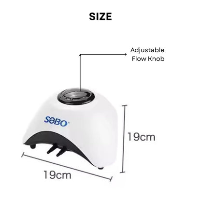 S0B0 SB-860A Air Pump for Aquarium Fish Tank | Energy Saving Design | Long Lasting Performance | Super Silent Design | Double Outlet | Power: 10W | F.Max: 2 x 6L/min | Original from Tunai Store