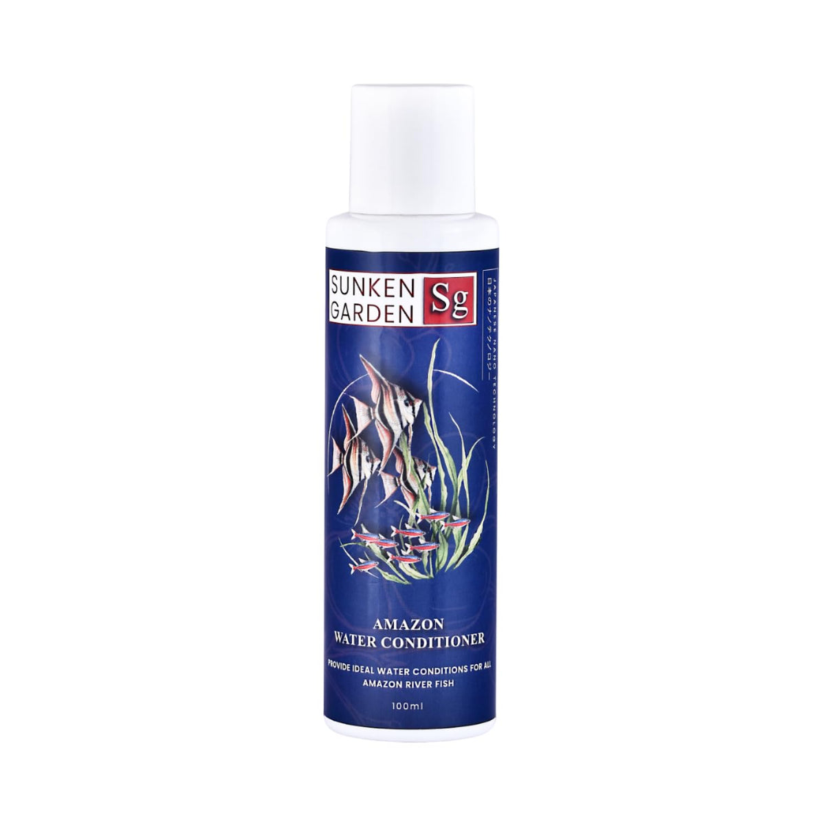 Sunken Garden Amazon Fish Water Conditioner | pH Reducer + Chlorine Neutralizer + Parasite Prevention | Made for All Amazonian Fish Such as Angels and tetras (100 ml)