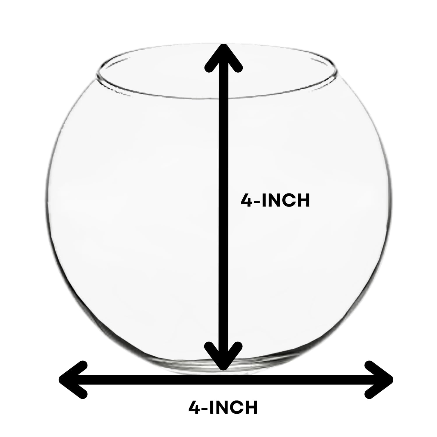 Transparent 4-inch Fish Bowl with Out Neck Collar, Suitable for Small Fish, Plants | Optimum Fish Tank Choice for Office & Home Decor