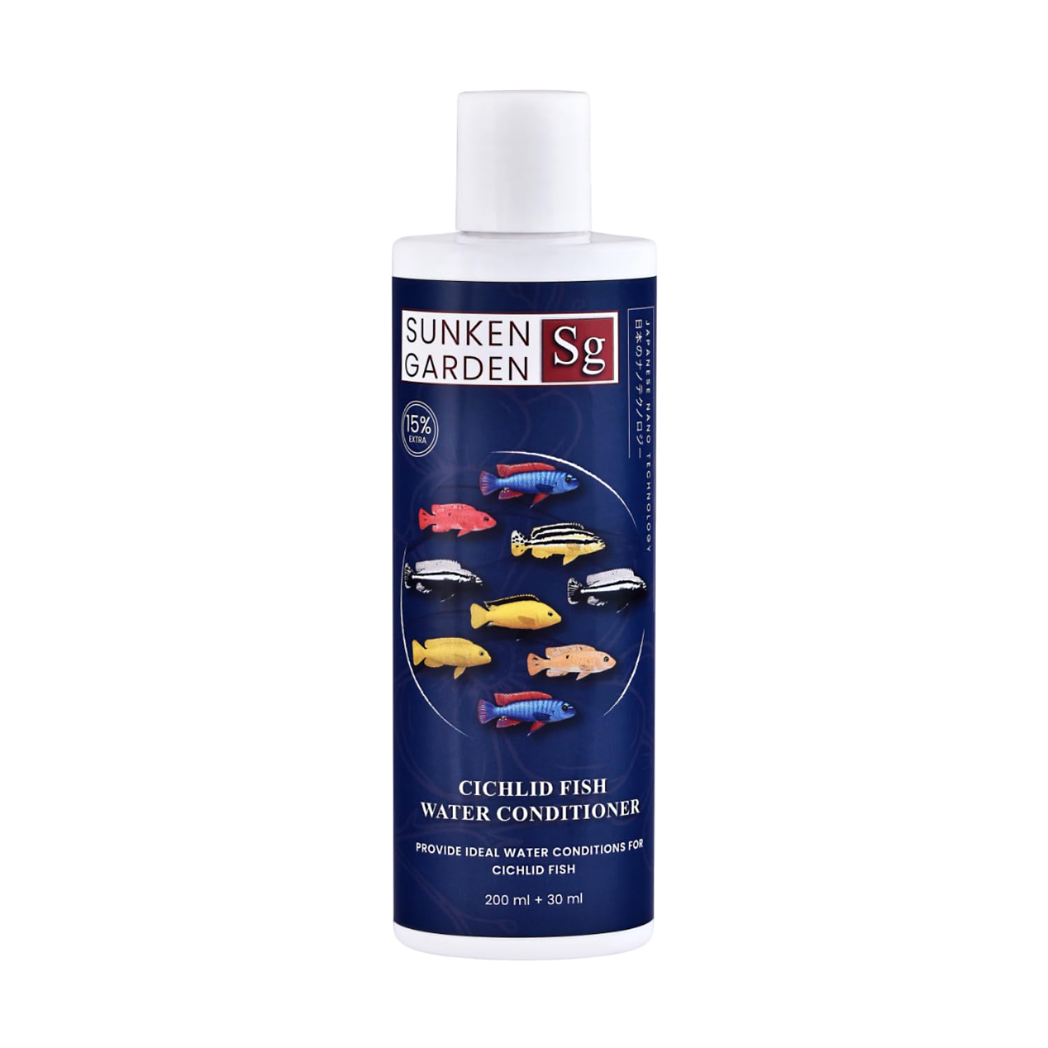 Sunken Garden Cichlid Fish Water Conditioner | Color, Clarity & Control for Your Cichlid Tank | Balanced Water Care for African, South American & Mixed Cichlid Fishes (200 ml + 30 ml)