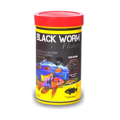 Nutritional Freeze Dried Black Worms Flakes Fish Food for Tetras, Guppies, Bettas & Aquarium Fishes by Petish, 25gm