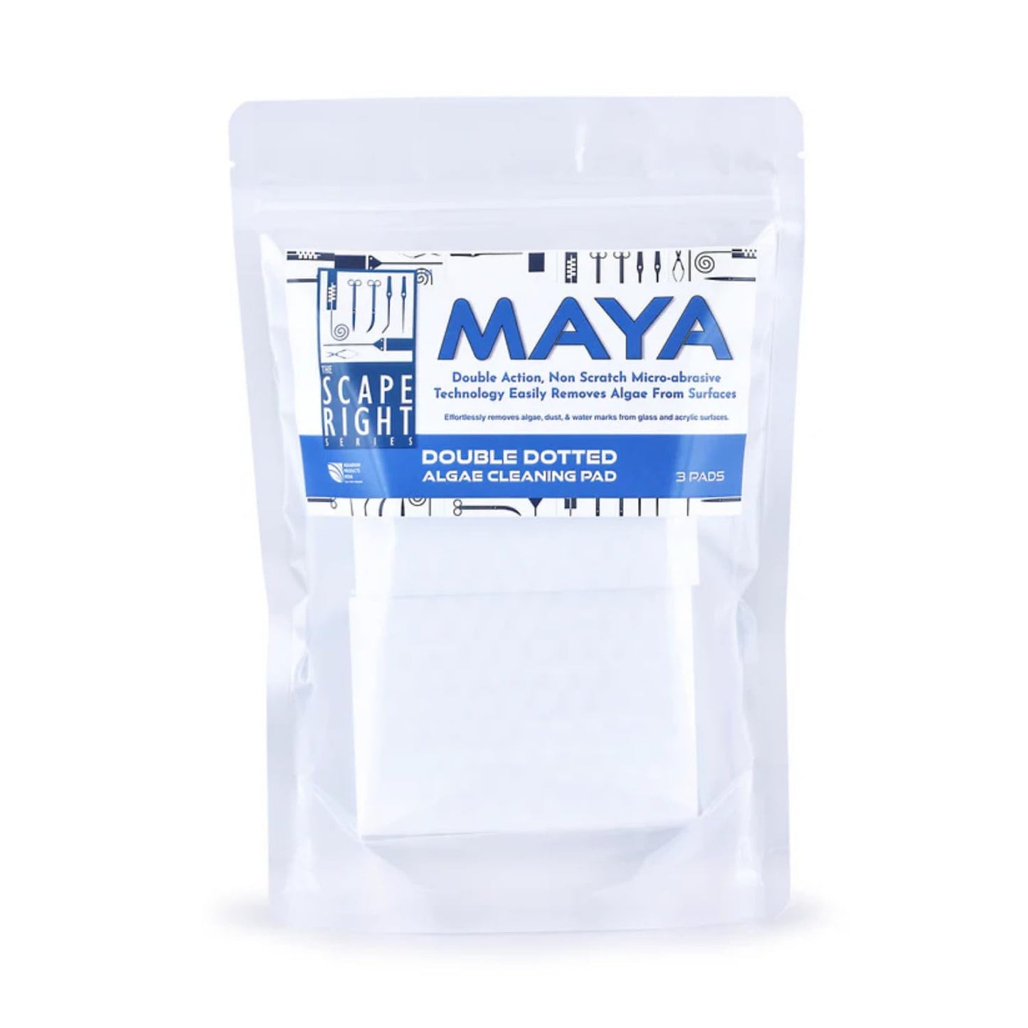 The Scape Right Series MAYA Double Dotted Algae Cleaning Pads | Premium-Grade Aquarium Glass Cleaner (3 Pads)