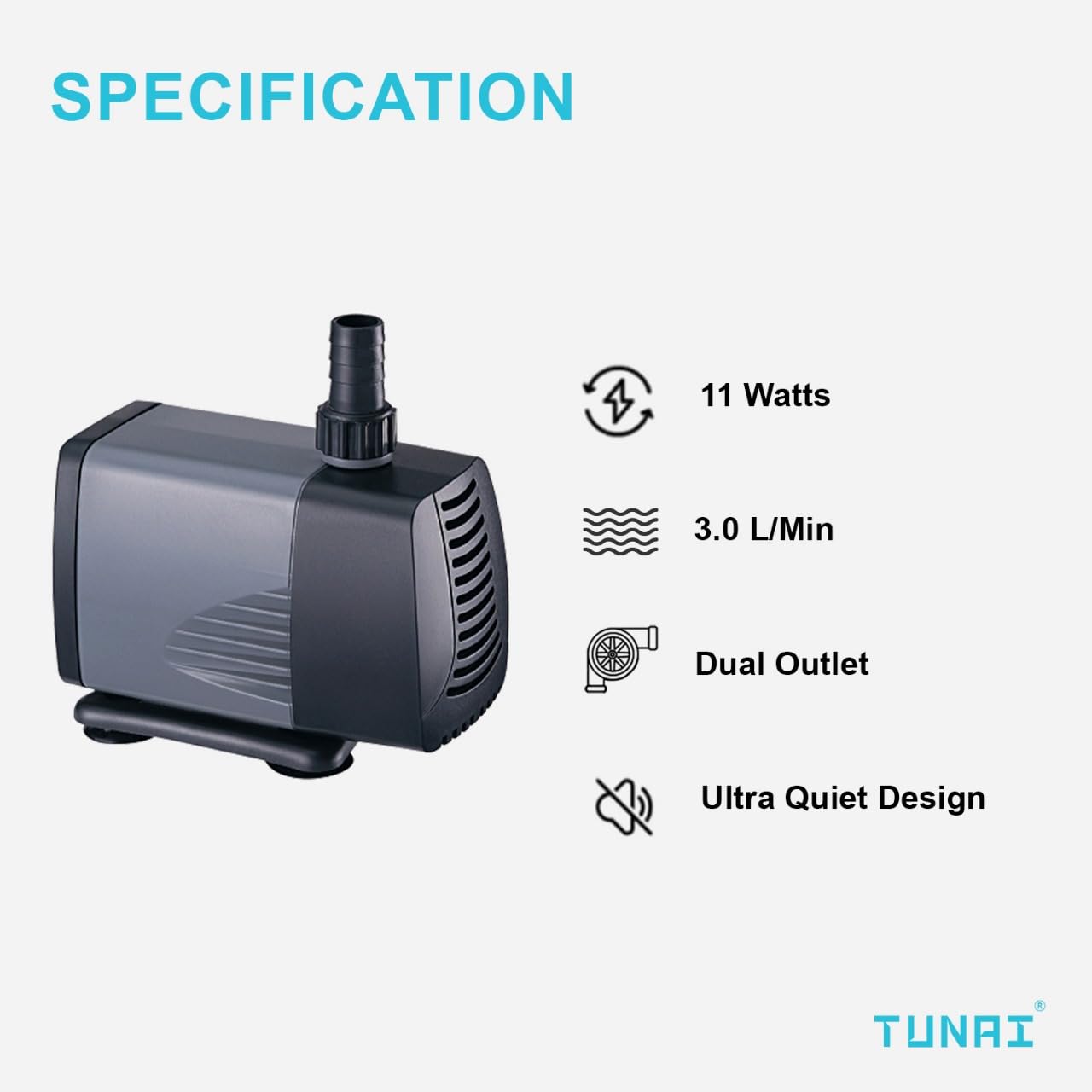 TUNAI AT-103 Submersible Air Pumps for Aquarium Fish Tank (AT-103, Air Pump Only)