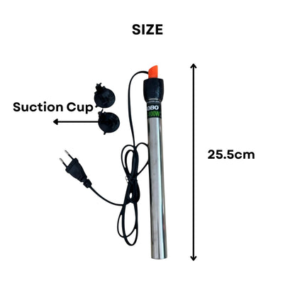 S0B0 HC-100 316 100W Stainless Steel Aquarium Heater| Stainless Steel Tube | Corrosion-Resistance | Fully Submersible | Suitable for 50-100L Aquarium | Original from Tunai Store
