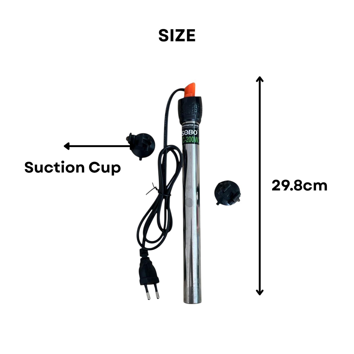 S0B0 HC-200 316 200W Stainless Steel Aquarium Heater| Stainless Steel Tube | Corrosion-Resistance | Fully Submersible | Suitable for 100-200L Aquarium | Original from Tunai Store
