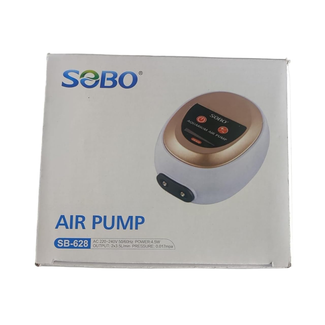 S0B0 SB-628 Air Pump for Aquarium Fish Tank | Adjustable Flow Rate | Dual Outlet | Power: 4.5W | F.Max: 2 x 3.5L/min | Original from Tunai Store