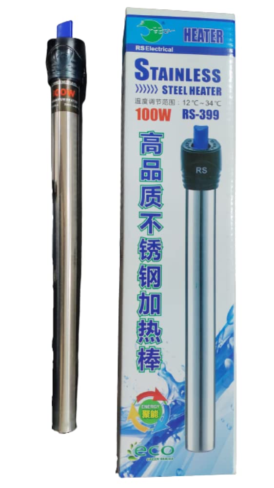 RS Electrical Aquarium Steel Heater | 100 Watt | Aquarium Thermostat | Happy Fins
