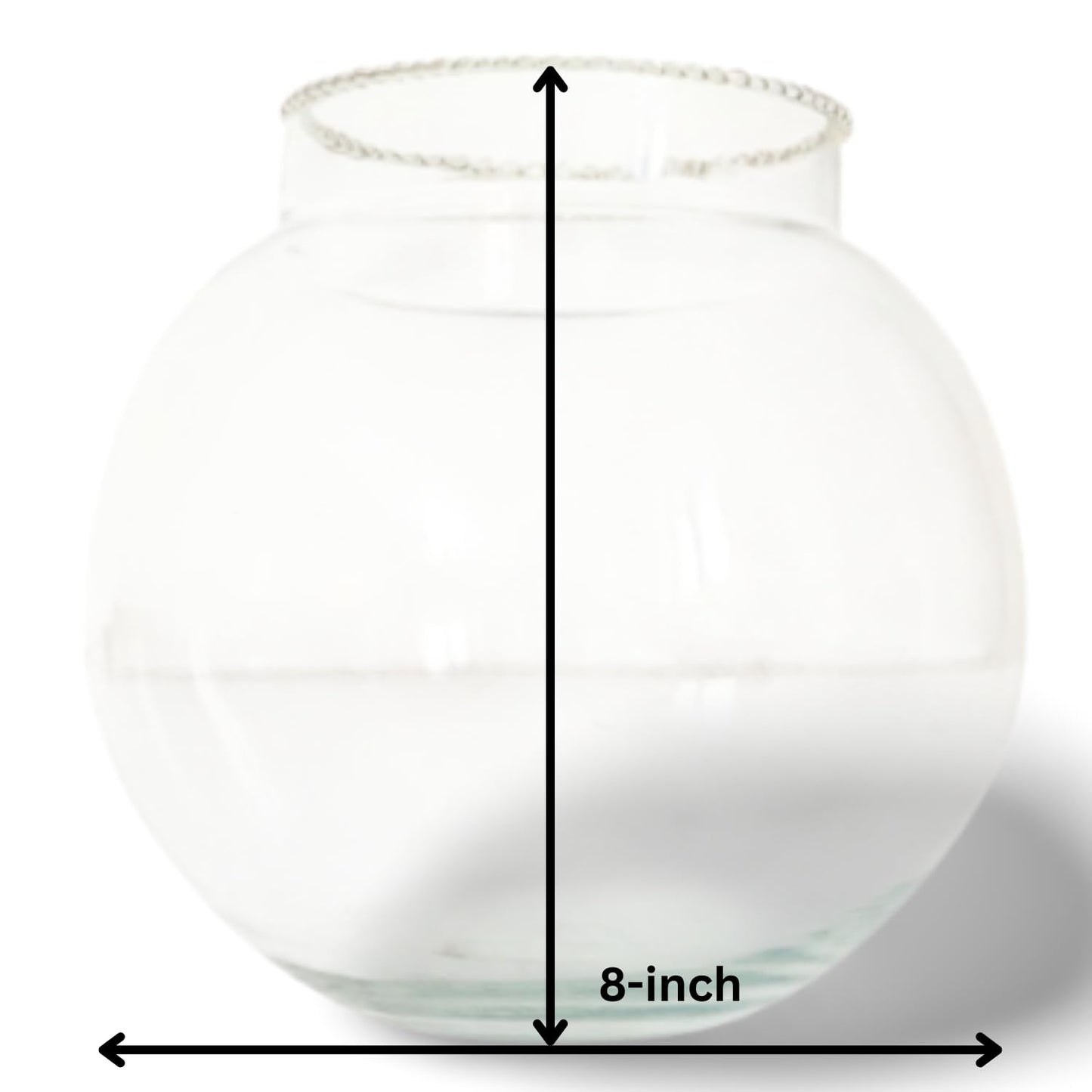 TUNAI 8-Inch Glass Fish Bowl with Neck Collar, Suitable for Small Fish, Plants | Optimum Fish Tank Choice for Office & Home Decor