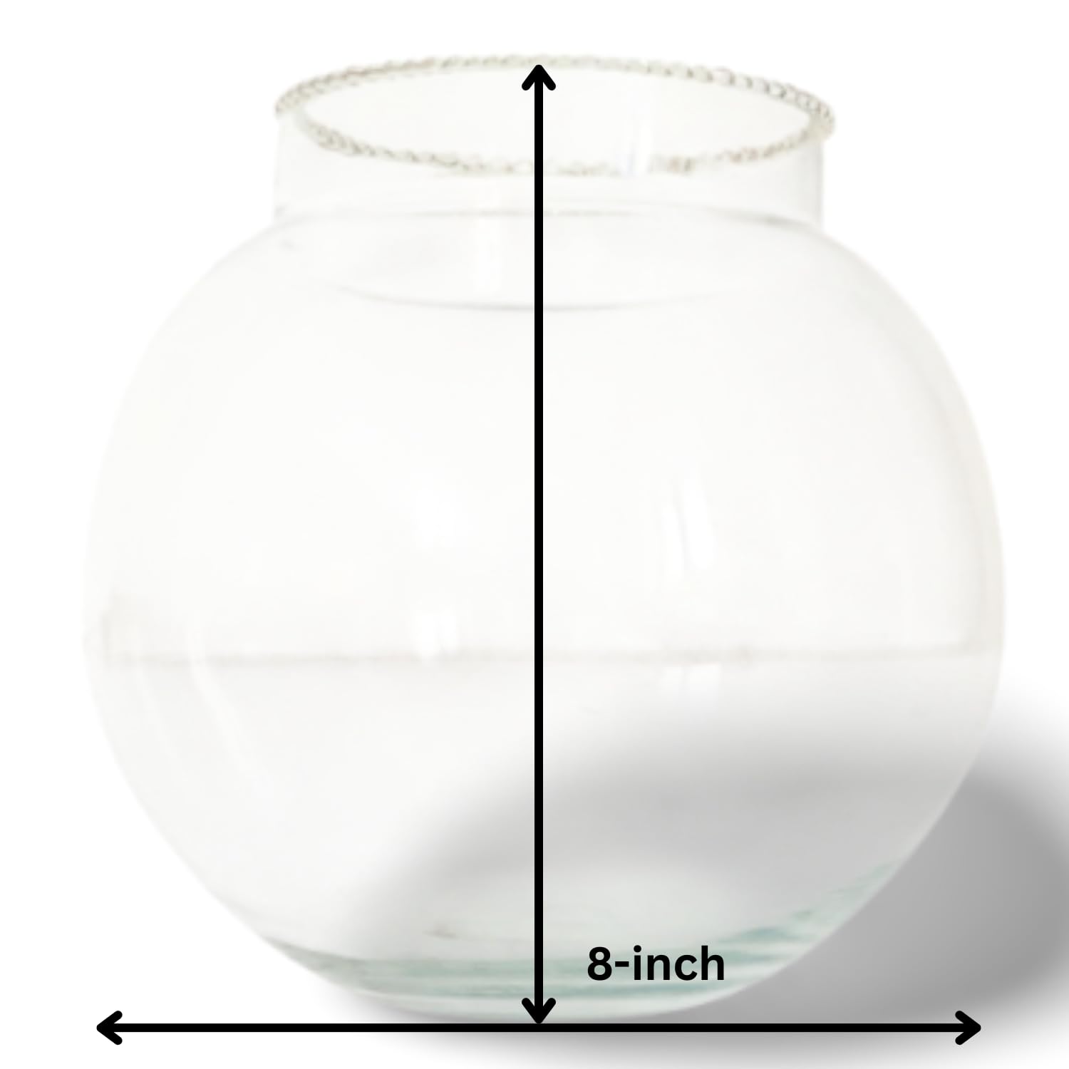 TUNAI 8-Inch Glass Fish Bowl with Neck Collar, Suitable for Small Fish, Plants | Optimum Fish Tank Choice for Office & Home Decor