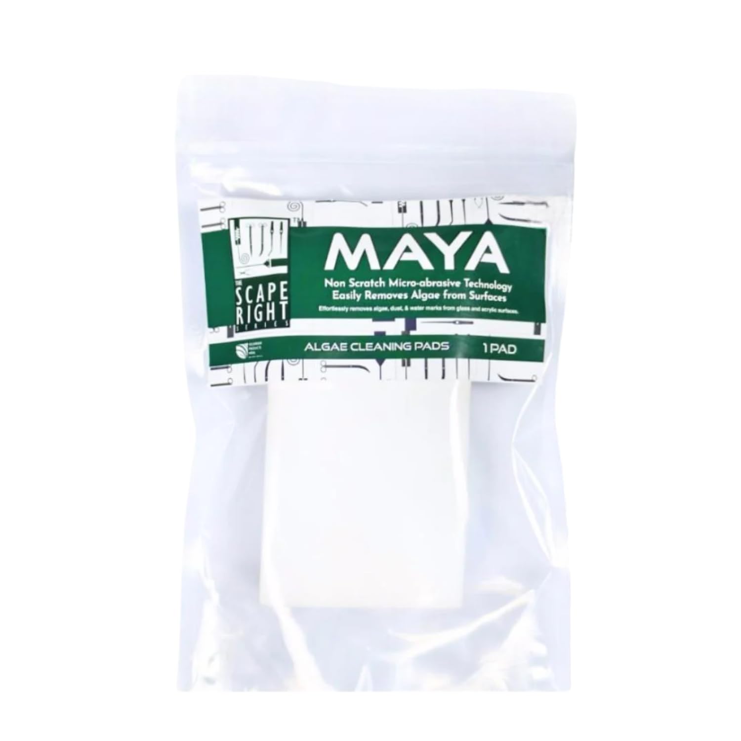The Scape Right Series MAYA Algae Cleaning Pads for Aquarium | Safe for Acrylic & Glass Aquariums (1 Pad)