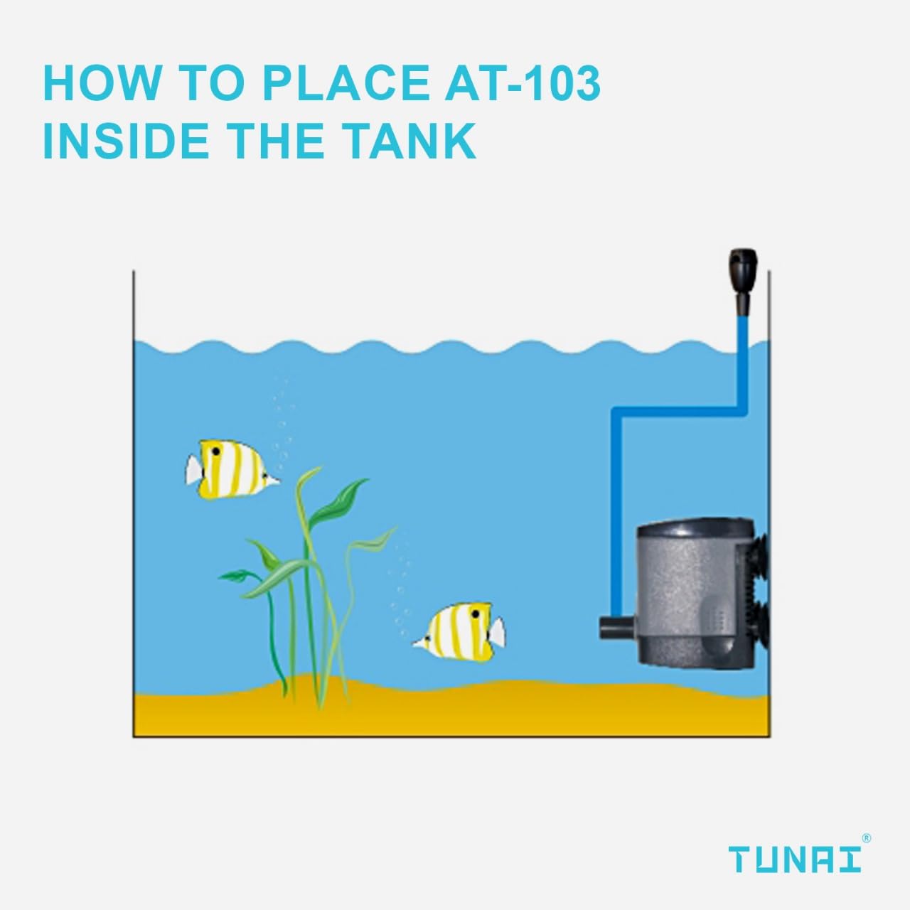 TUNAI AT-103 Submersible Air Pumps for Aquarium Fish Tank (AT-103, Air Pump Only)