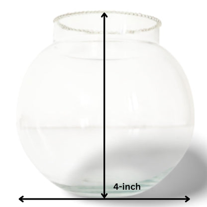 TUNAI 4-Inch Glass Fish Bowl with Neck Collar, Suitable for Small Fish, Plants | Optimum Fish Tank Choice for Office & Home Decor