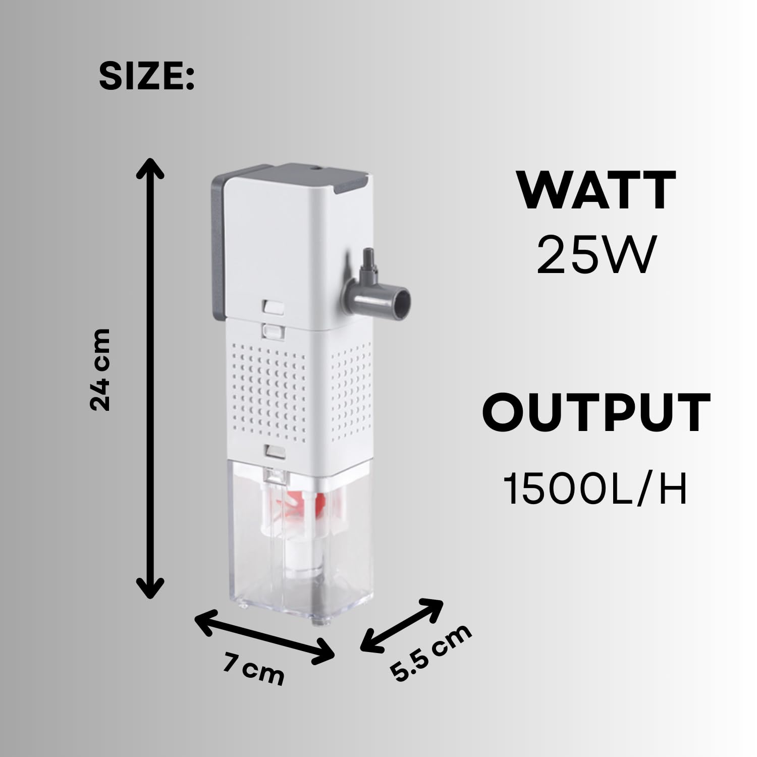 S0B0 AQ-1500F Internal Filter for Aquarium Fish Tank | Powerful Water Circulation | Strong and Consistent Flow | Completely Submersible | Power: 25W | F.Max: 1500L/H | Original from Tunai Store
