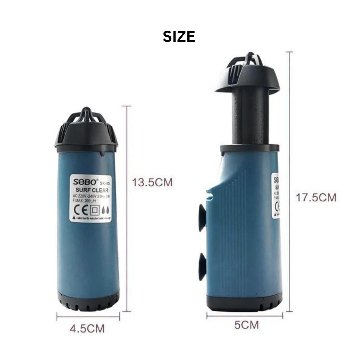 S0B0 SK-03 Surface Skimmer for Aquarium Fish Tank | for Marine & Fresh Water Aquarium | Easy Sponge Cleaning | Multi-Directional Flow Outlet | Power: 3W | F.Max: 200L/H | Original from Tunai Store