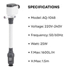S0B0 AQ-1048 Power Head for Aquarium Fish Tank | Powerful Water Circulation for Strong and Consistent Flow | Ideal for Marine and Fresh Water | Power: 20W | F.Max: 1600L/H | Original from Tunai Store