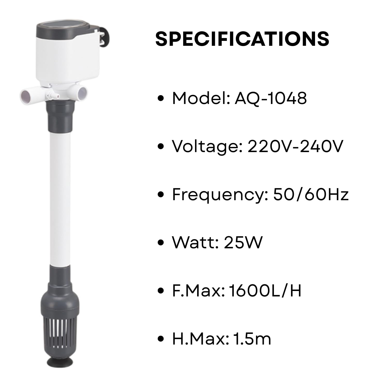 S0B0 AQ-1048 Power Head for Aquarium Fish Tank | Powerful Water Circulation for Strong and Consistent Flow | Ideal for Marine and Fresh Water | Power: 20W | F.Max: 1600L/H | Original from Tunai Store