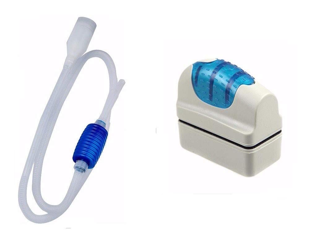 Happie Shop Aquosis Crystal Aquarium Vacuum Cleaner+ Rs Electrical Aquarium Magnetic Glass Cleaner (Rs-06)