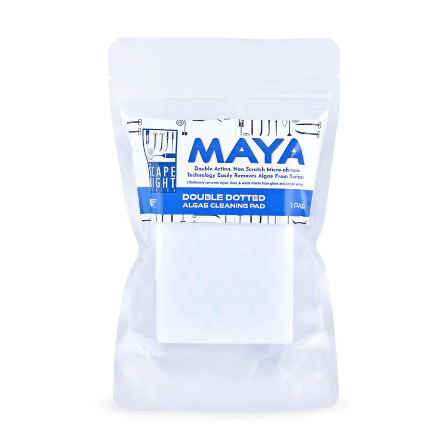 The Scape Right Series MAYA Double Dotted Algae Cleaning Pads | Premium-Grade Aquarium Glass Cleaner (1 Pad)