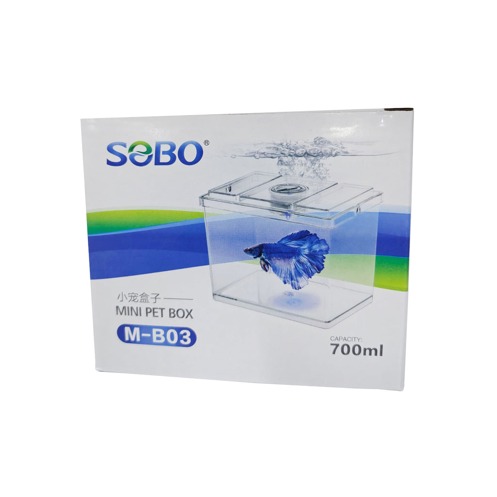 SOBO M-B03 Mini Pet Box-700ML | Betta Fish Tank with Light | Suitable only for Small Fishes