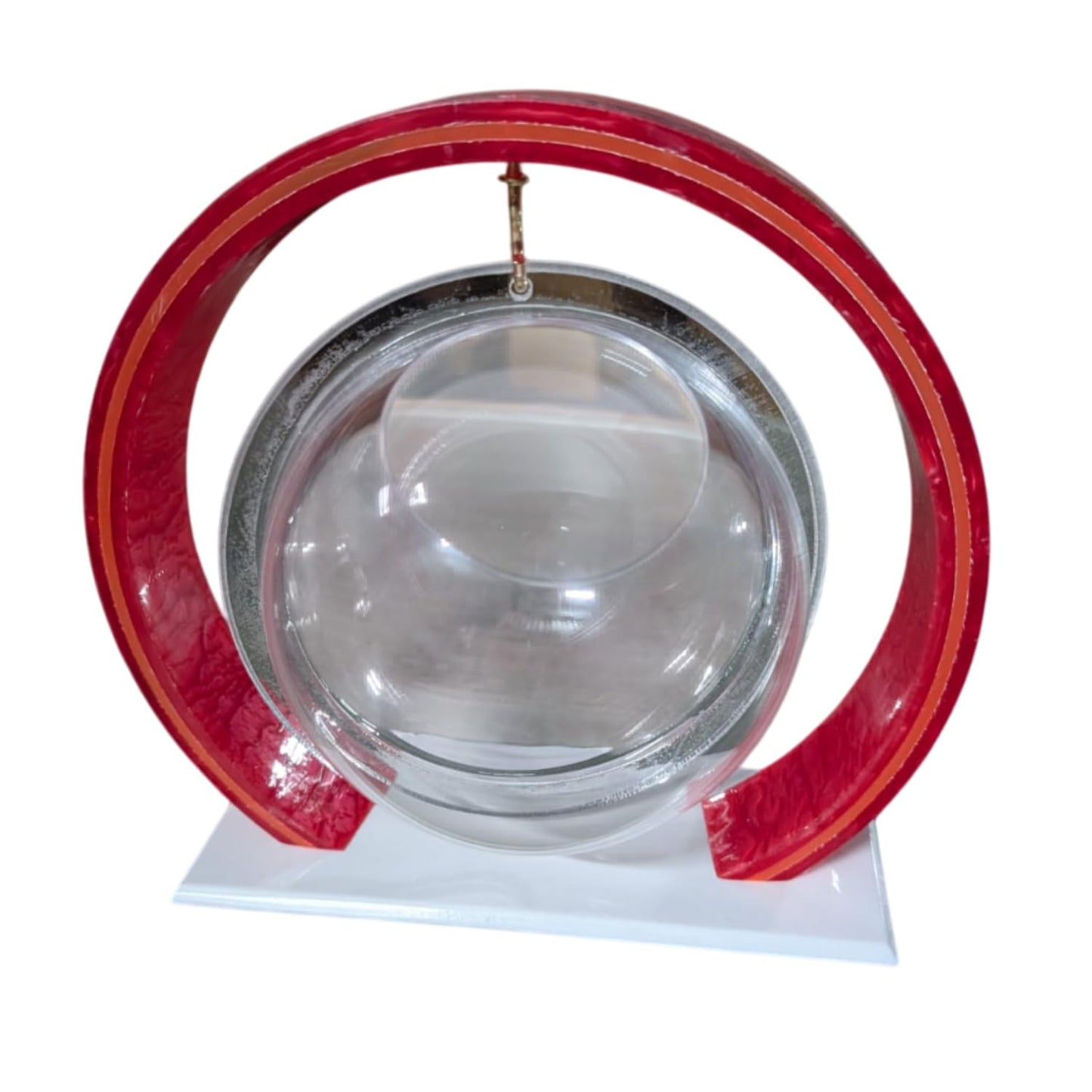 Double Bowl 6-inch Red Round Fish Bowl – Standing & Hanging Decorative Aquarium for Home & Office | 2-in-1 Double Bowl Round Fish Tank
