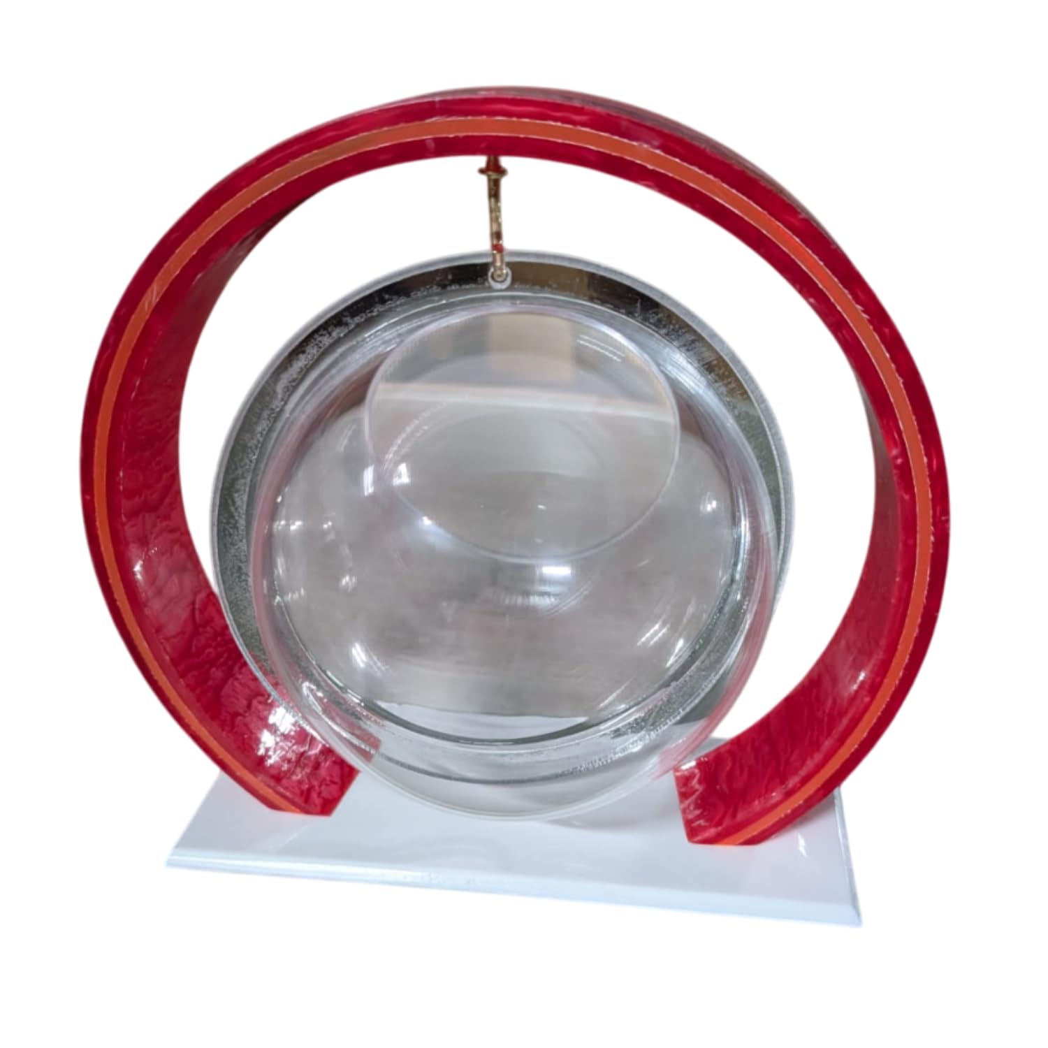 Double Bowl 6-inch Red Round Fish Bowl – Standing & Hanging Decorative Aquarium for Home & Office | 2-in-1 Double Bowl Round Fish Tank