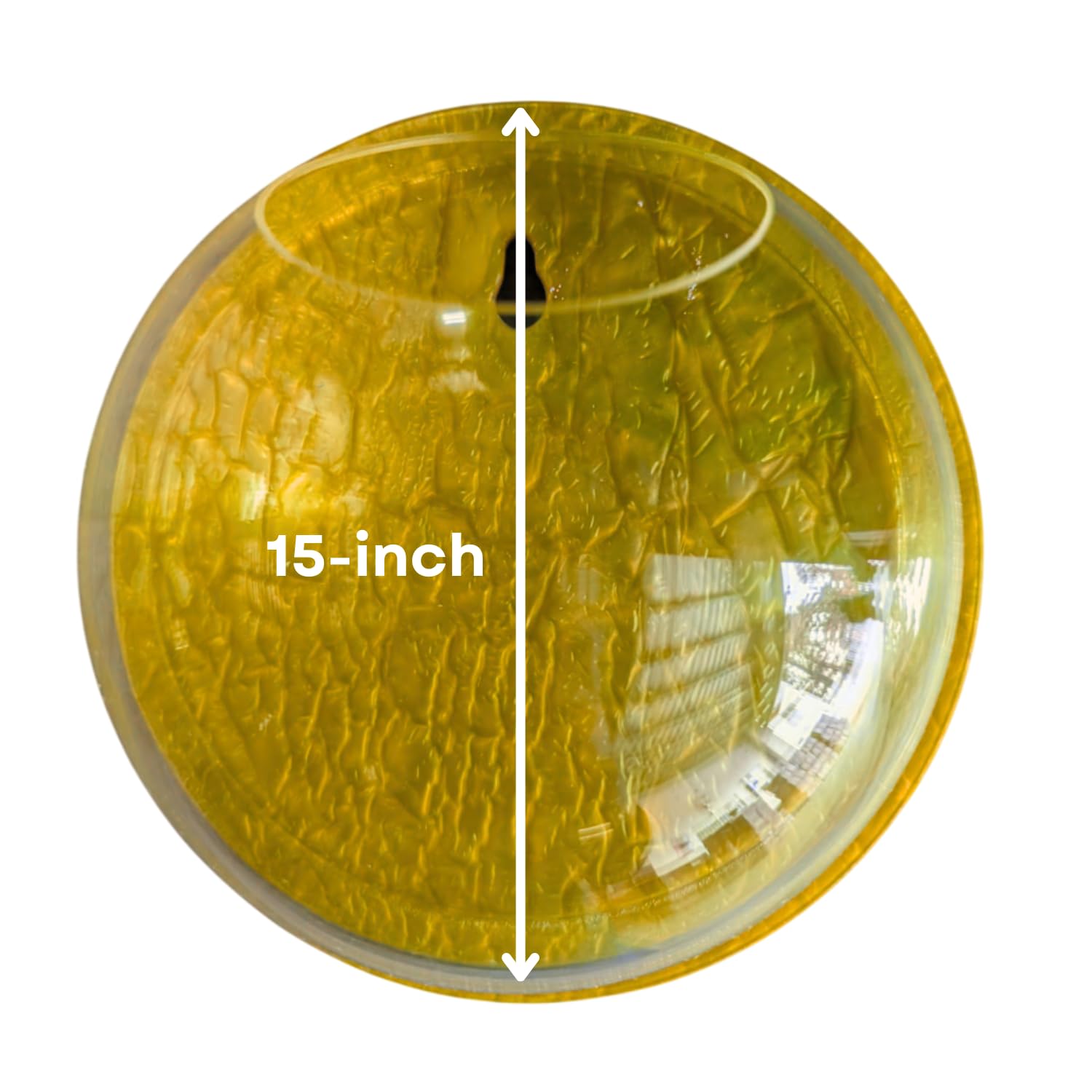 Wall Mount 15-inch Yellow Round Shape Fish Bowl – Without Stand | Modern Aquarium for Home, Office & Café Décor | Space Saving & Compact Design | Elegant Fish Tank & Plant Terrarium