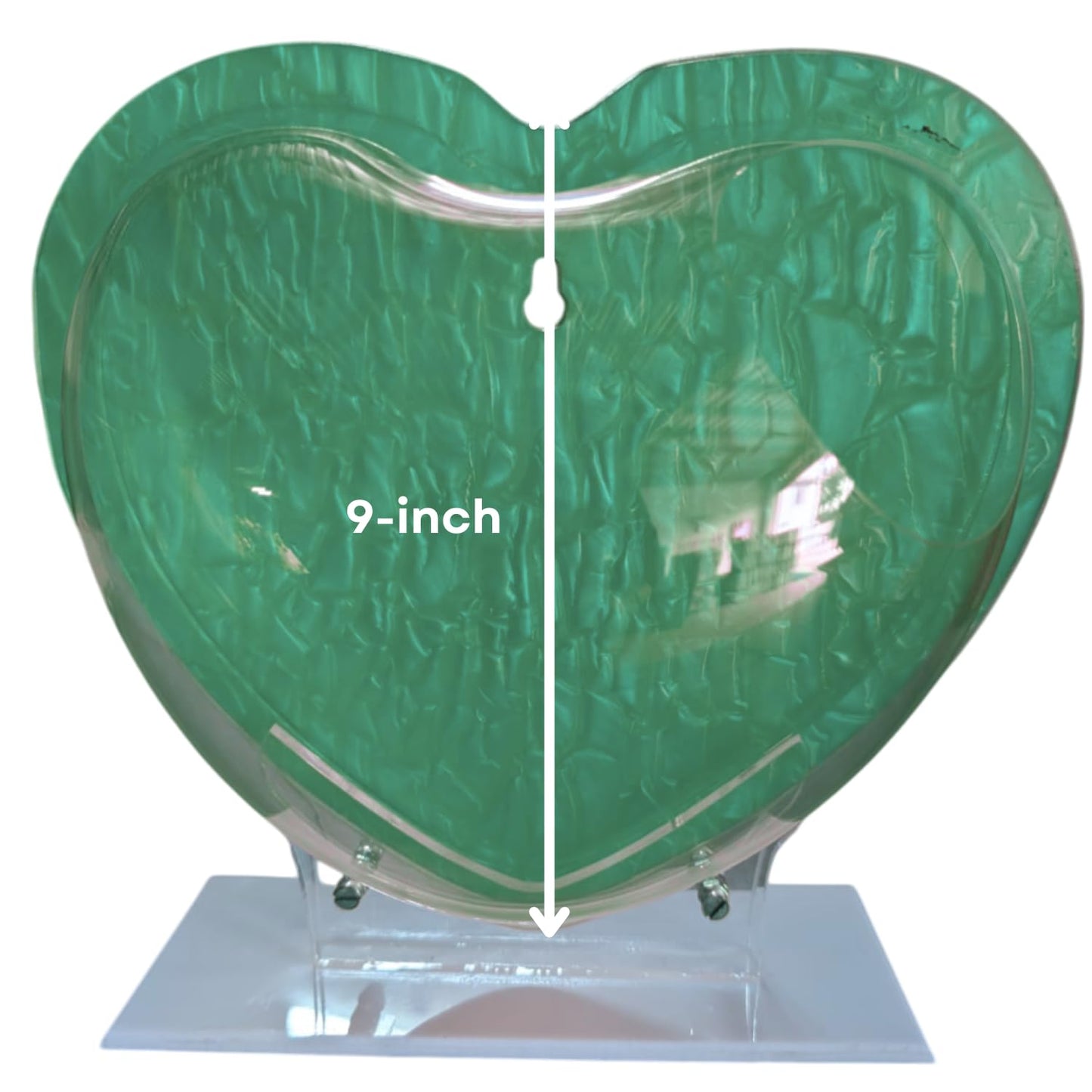 Wall Mount 9-inch Green Heart Shape Fish Bowl – with Stand | Modern Aquarium for Home, Office & Café Décor | Space Saving Design | Elegant Fish Tank & Plant Terrarium | Compact Design